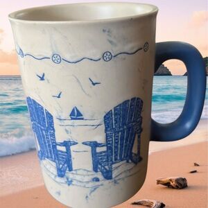Cape Shore Blue Beach Scene Sailboat Coffee Mug Coastal Theme Dishwasher Safe